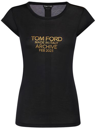 T-shirt Aus Seide Mit Druck - TOM FORD - Modalova