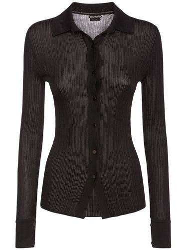 Shiny Rib Knit Polo Cardigan - TOM FORD - Modalova