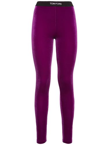 Leggings De Terciopelo Stretch Con Logo - TOM FORD - Modalova