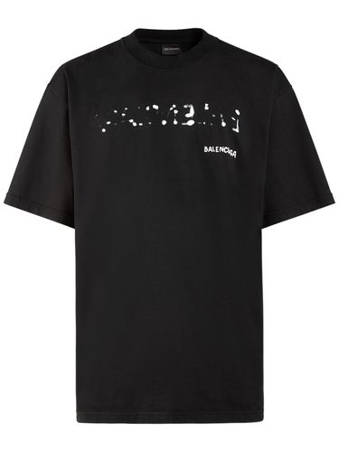 Camiseta De Jersey De Algodón Estampada - BALENCIAGA - Modalova