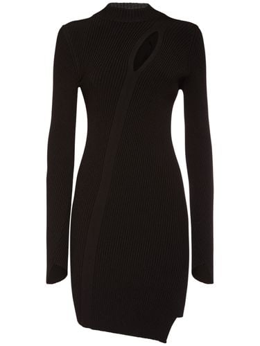 Rib Knit Viscose Cutout Mini Dress - VERSACE - Modalova