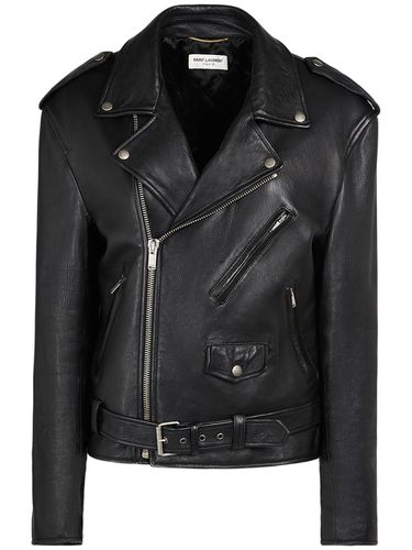 Belted Leather Zip-up Jacket - SAINT LAURENT - Modalova