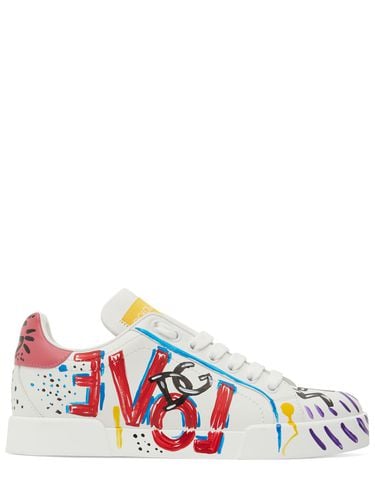 Mm Portofino Leather Sneakers - DOLCE & GABBANA - Modalova