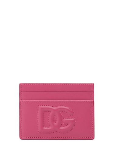 Embossed Logo Leather Card Holder - DOLCE & GABBANA - Modalova