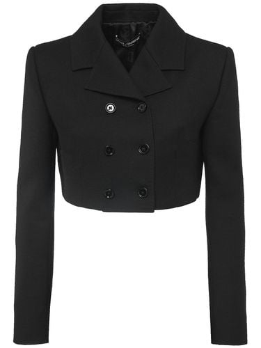 Double Breasted Wool Crepe Crop Blazer - DOLCE & GABBANA - Modalova