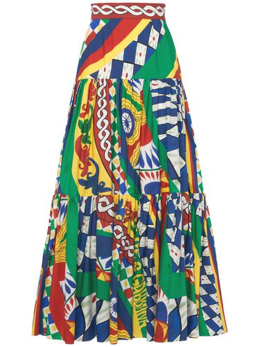 Carretto Print Cotton Poplin Long Skirt - DOLCE & GABBANA - Modalova