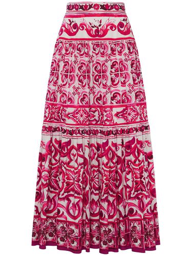 Maiolica Print Cotton Poplin Long Skirt - DOLCE & GABBANA - Modalova