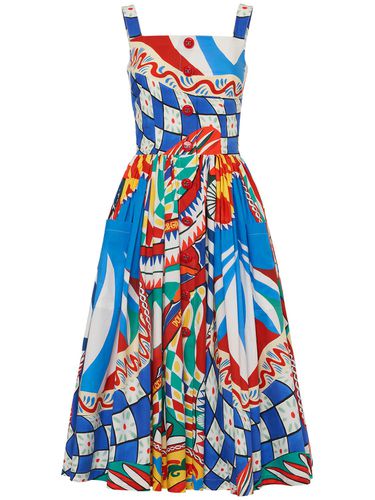 Carretto Print Cotton Poplin Midi Dress - DOLCE & GABBANA - Modalova