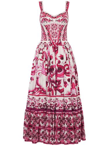 Maioliche Print Poplin Long Sundress - DOLCE & GABBANA - Modalova