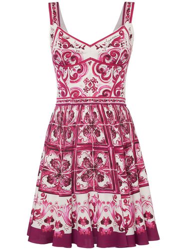 Maiolica Print Silk Blend Mini Dress - DOLCE & GABBANA - Modalova