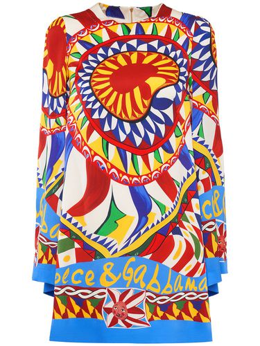 Carretto Print Silk Twill Mini Dress - DOLCE & GABBANA - Modalova