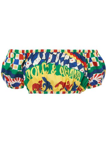 Carretto Print Cotton Poplin Crop Top - DOLCE & GABBANA - Modalova