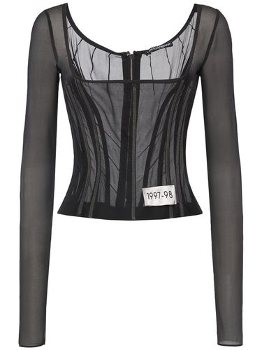 Sheer Silk Tulle Corset Top - DOLCE & GABBANA - Modalova