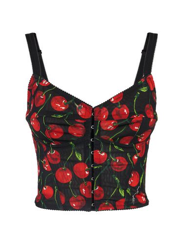 Crop Top In Marquisette Stampato - DOLCE & GABBANA - Modalova