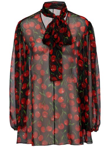 Camicia In Chiffon Di Seta Stampata - DOLCE & GABBANA - Modalova