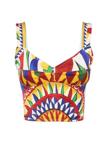 Carretto Print Silk Blend Crop Top - DOLCE & GABBANA - Modalova