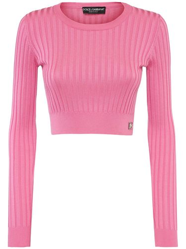 Rib Knit Silk Crop Sweater - DOLCE & GABBANA - Modalova