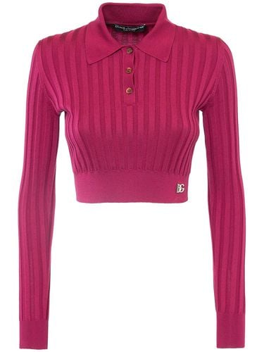 Gerippter Polopullover Aus Seide - DOLCE & GABBANA - Modalova