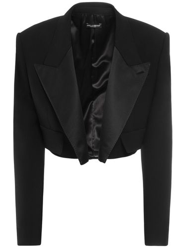 Wool Blend Cropped Tuxedo Jacket - DOLCE & GABBANA - Modalova