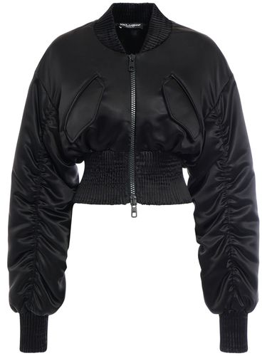 Chaqueta Bomber Corta De Satén - DOLCE & GABBANA - Modalova