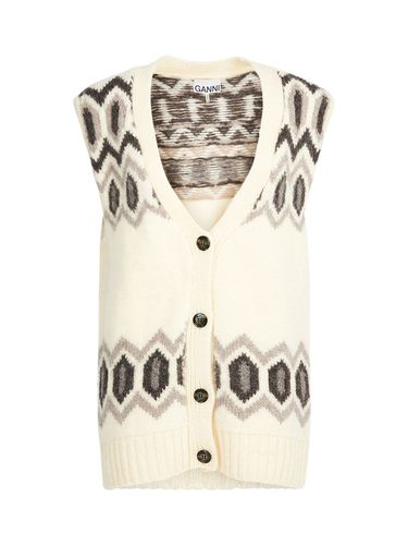 Graphic Wool Oversized Vest - GANNI - Modalova