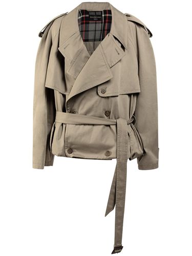 Folded Cotton Trench Coat - BALENCIAGA - Modalova