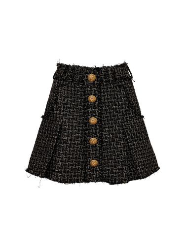 Pleated Lurex Tweed Mini Skirt - BALMAIN - Modalova