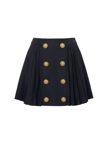 Pleated Wool Crepe Mini Skirt - BALMAIN - Modalova