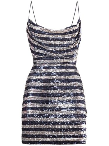 Striped Sequined Mini Dress - BALMAIN - Modalova