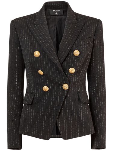 Pinstriped Wool Lurex Blazer - BALMAIN - Modalova