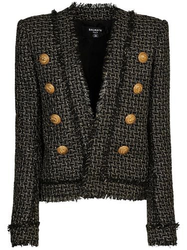 Lurex Tweed Collarless Jacket - BALMAIN - Modalova