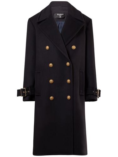 Oversized Double Breasted Wool Coat - BALMAIN - Modalova