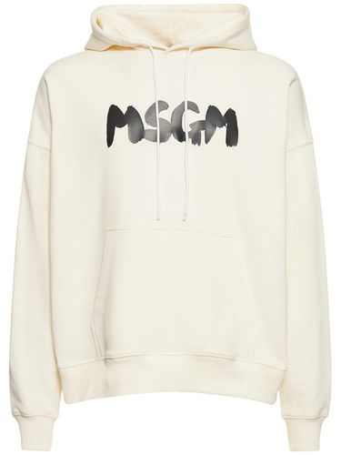 Brush Stroke Logo French Terry Hoodie - MSGM - Modalova