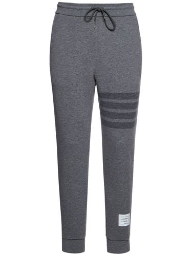 Wool Loopback Sweatpants W/ 4 Bar - THOM BROWNE - Modalova