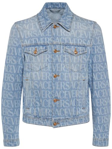 Monogram Cotton Denim Jacket - VERSACE - Modalova