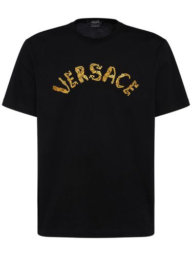 Logo Cotton T-shirt - VERSACE - Modalova