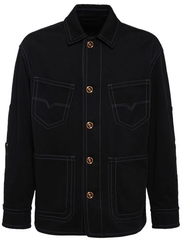 Compact Cotton Overshirt - VERSACE - Modalova