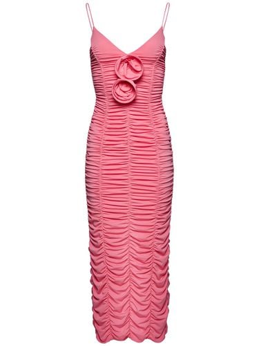 Ruched Jersey Midi Dress W/roses - MAGDA BUTRYM - Modalova