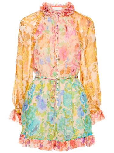 Raie Floral Print Ruffled Silk Romper - ZIMMERMANN - Modalova