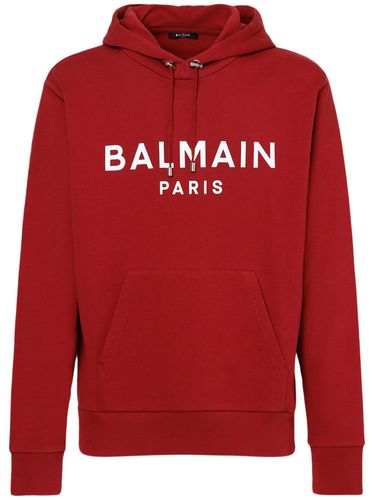 Logo Printed Cotton Hoodie - BALMAIN - Modalova