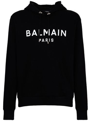 Logo Printed Cotton Hoodie - BALMAIN - Modalova