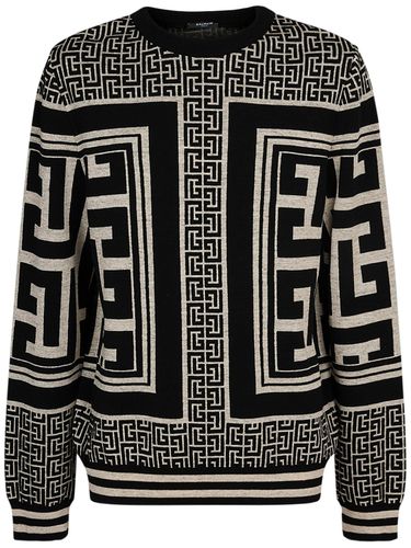 Maxi Monogram Wool Blend Sweater - BALMAIN - Modalova