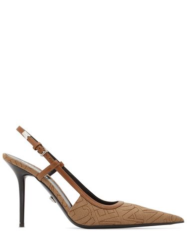 Mm Jacquard & Leather Slingback Pumps - VERSACE - Modalova