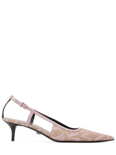 Mm Jacquard & Leather Slingback Pumps - VERSACE - Modalova