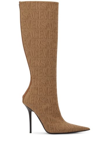 Mm Canvas & Leather Boots - VERSACE - Modalova