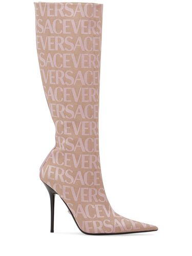 Mm Hohe Stiefel Aus Leder Und Canvas - VERSACE - Modalova