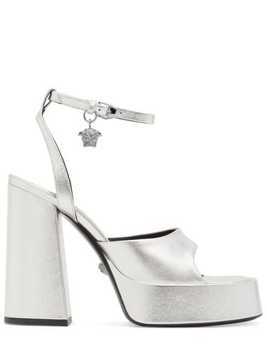 Mm Metallic Leather Sandals - VERSACE - Modalova