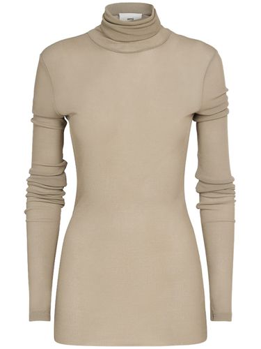 Camiseta De Viscosa Stretch Con Cuello Alto - AMI PARIS - Modalova