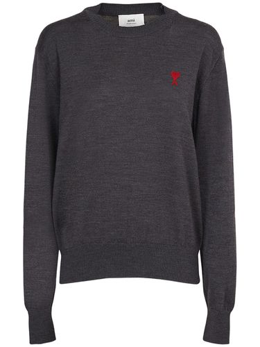 Red Adc Wool Crewneck Sweater - AMI PARIS - Modalova