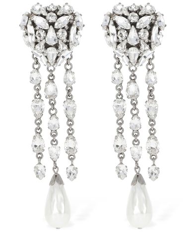 Crystal Heart Earrings W/ Fringes - ALESSANDRA RICH - Modalova